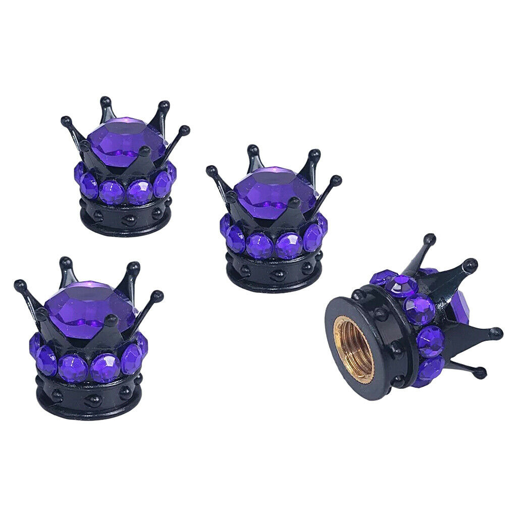 8 Piece Crown Bling Diamond Tire/Wheel Stem Valve Caps Car Truck Purple