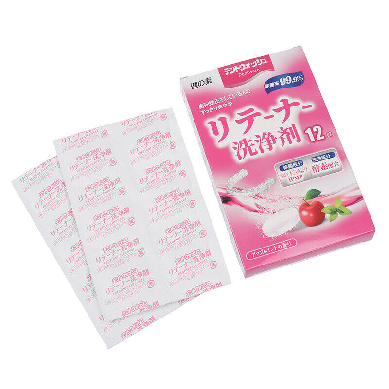 Denture Cleansing Tablet 12pcs Fruit Flavor Braces Cleanser Pills Antibac.l8
