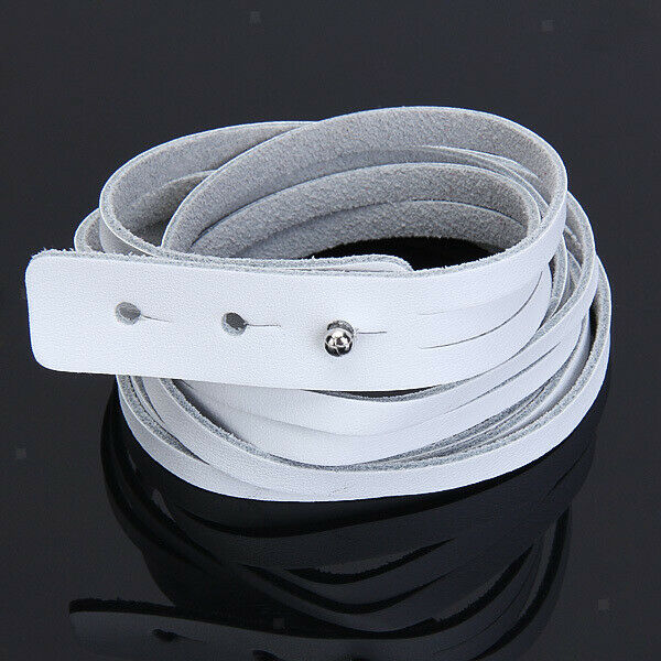 Fashion Long Oxhide Leather Strap Wrap Cuff-Bracelet-Belt -White