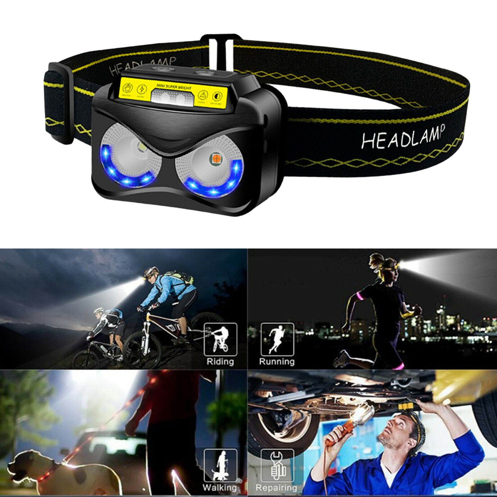 Super Bright XPE COB LED Headlamp Flashlight Mini Light Outdoor Camping