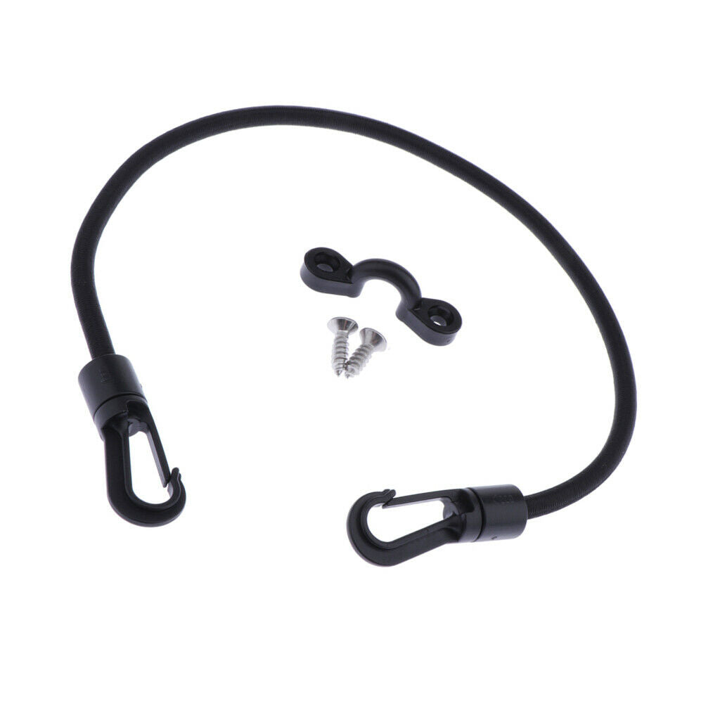Kayak Bungee Cord Leash Paddle Keeper Holder With 2 Hooks And Pad Eye, Screw