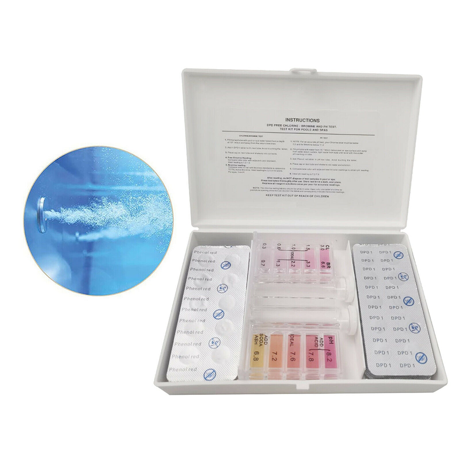 2 In 1 Swimming Pool Tester Kit for Chlorine/PH Bromine Compact Durable