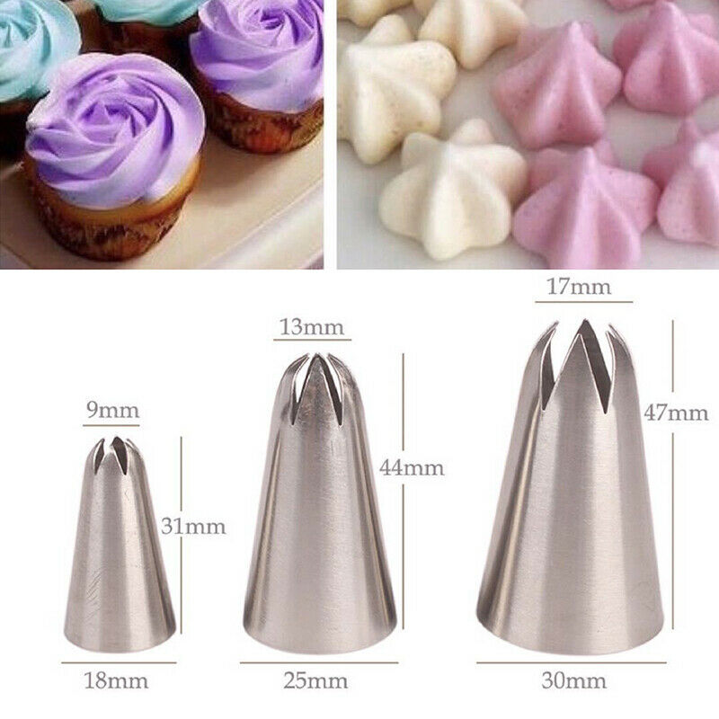 3PCS/Set Large Icing Piping Pastry Nozzle Tips Baking Tools Cake Dec.l8