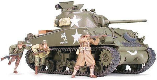 35250 Tamiya M4A3 Sherman W/75mm Gun & 3 Figs. 1/35th Plastic Kit 1/35 Military
