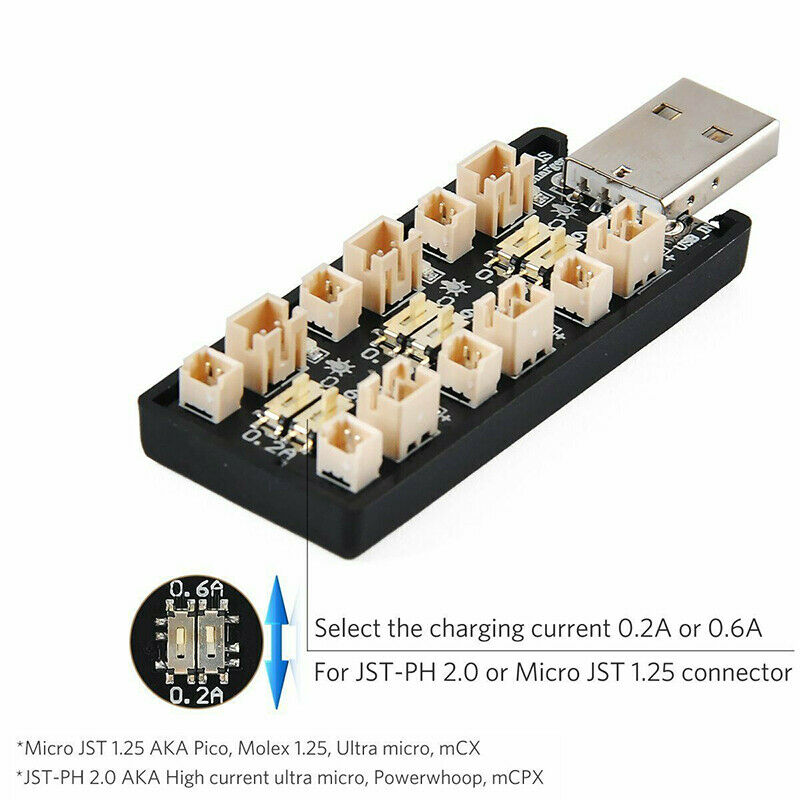 1S LiPo Battery USB Charger 6 Channel 3.7V/4.20V for Tiny Whoop Blade Inductrix