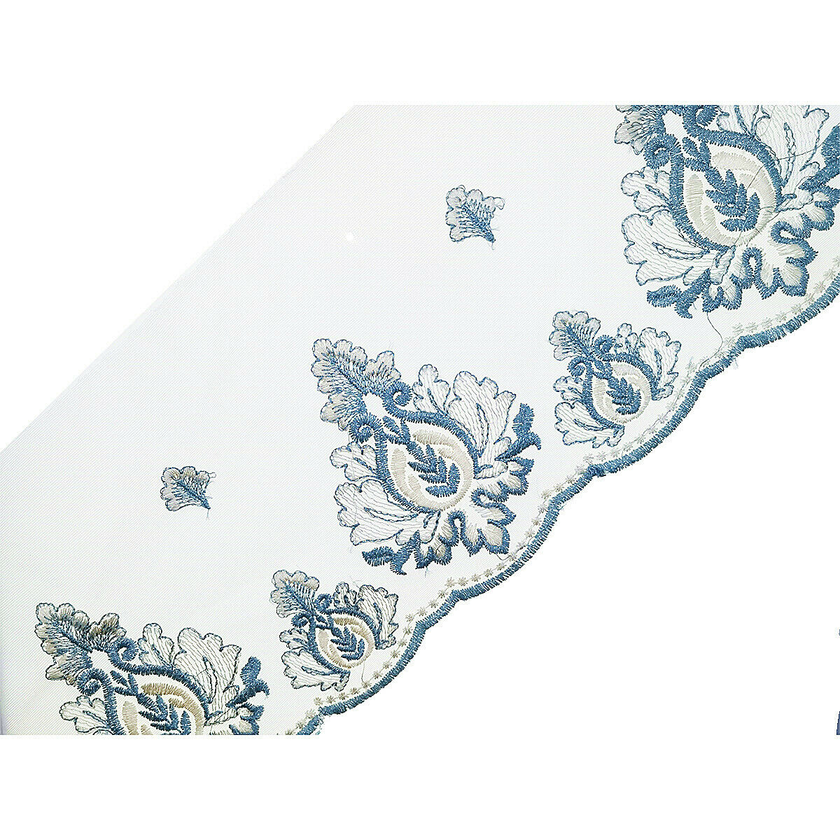 2 Yards Embroidery Blue Flower Lace Trim Ribbon Dress Sewing Craft 19cm Wide