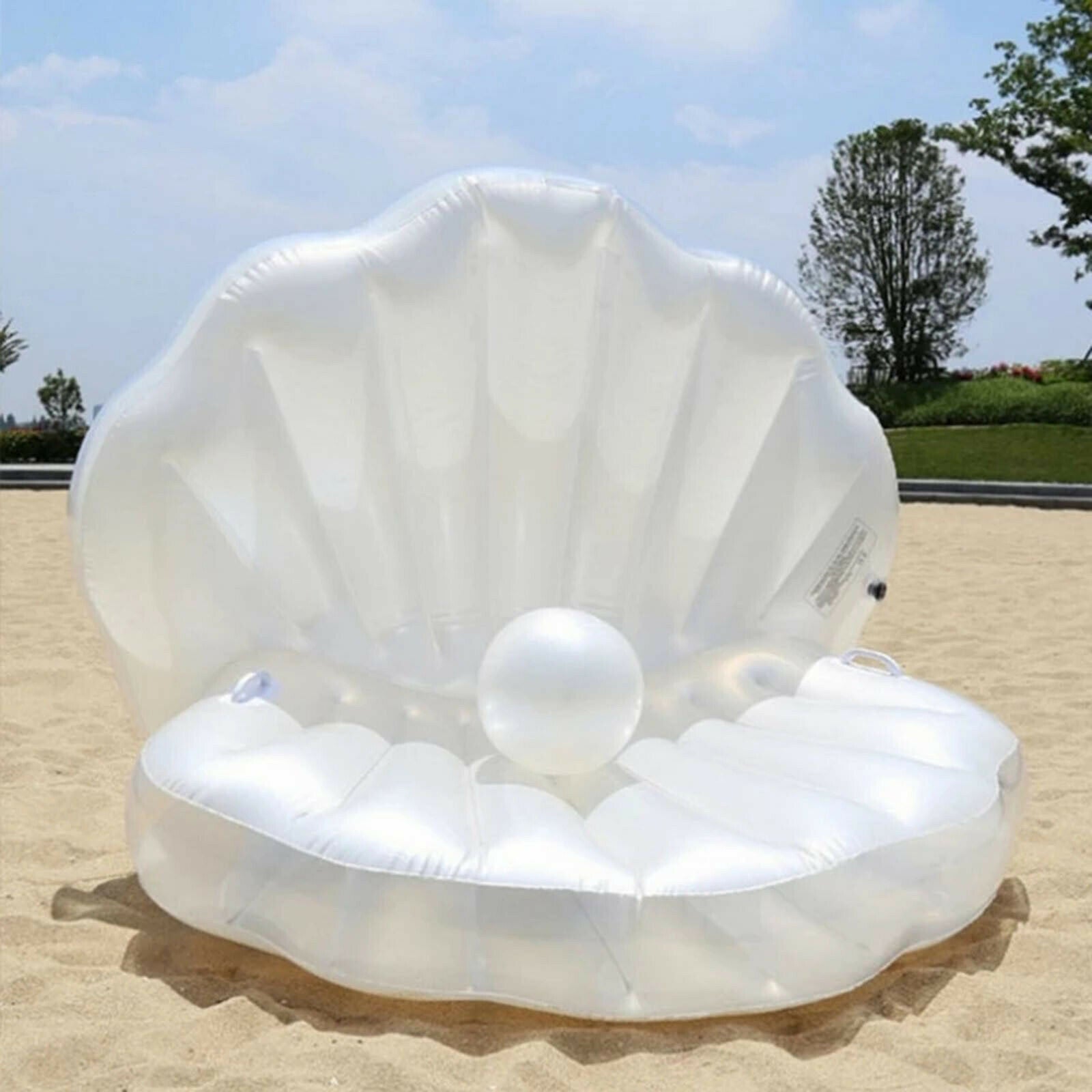 Inflatable Shell Pool Floats Beach Lounge Giant Floating Bed Water Outdoor