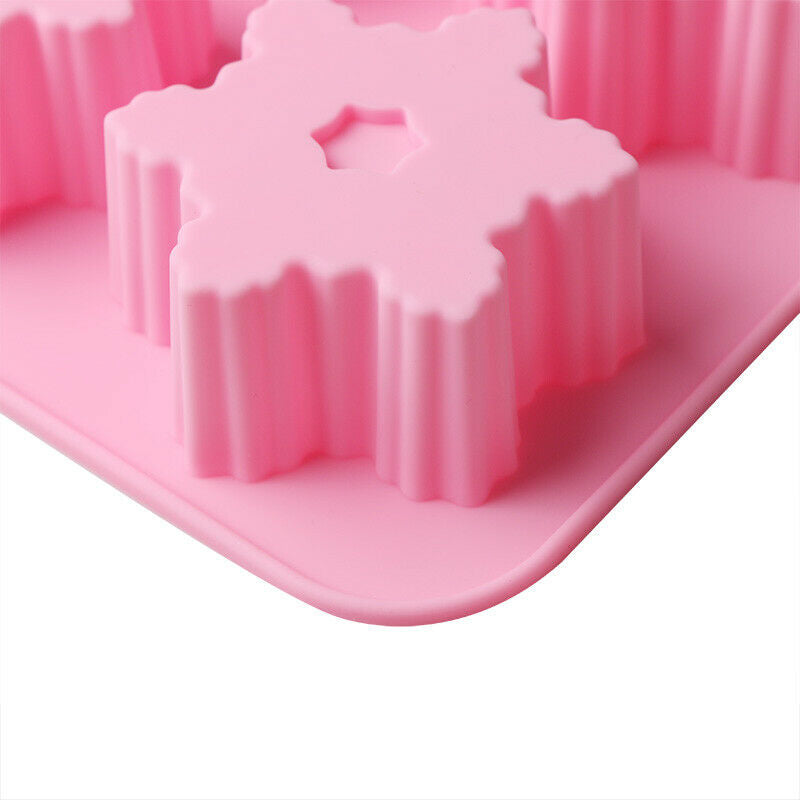 6-Snowflake Silicone Soap Chocolate Molds Ice Tray Cake Jelly Christmas Mould