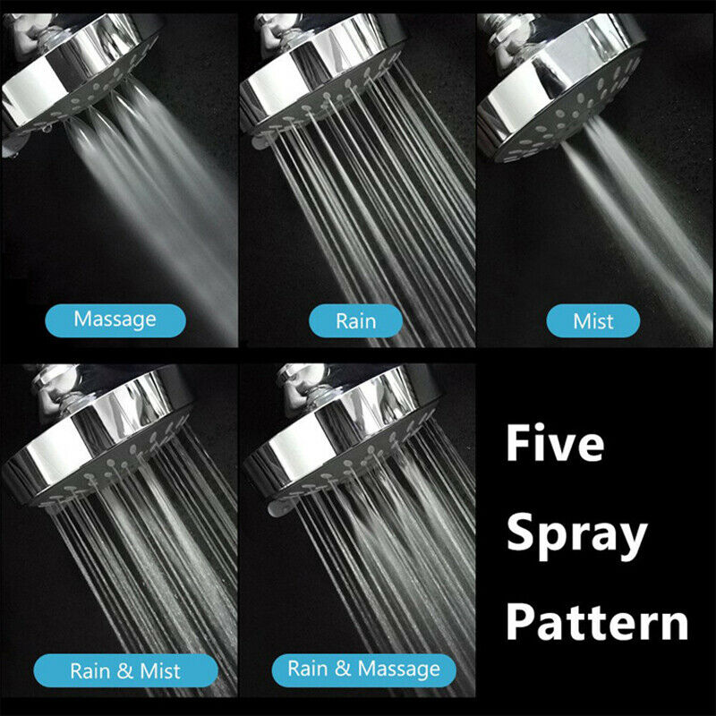 Home Shower Head High Pressure 4 Inch 5-setting Adjustable Shower Head Top Sp FT