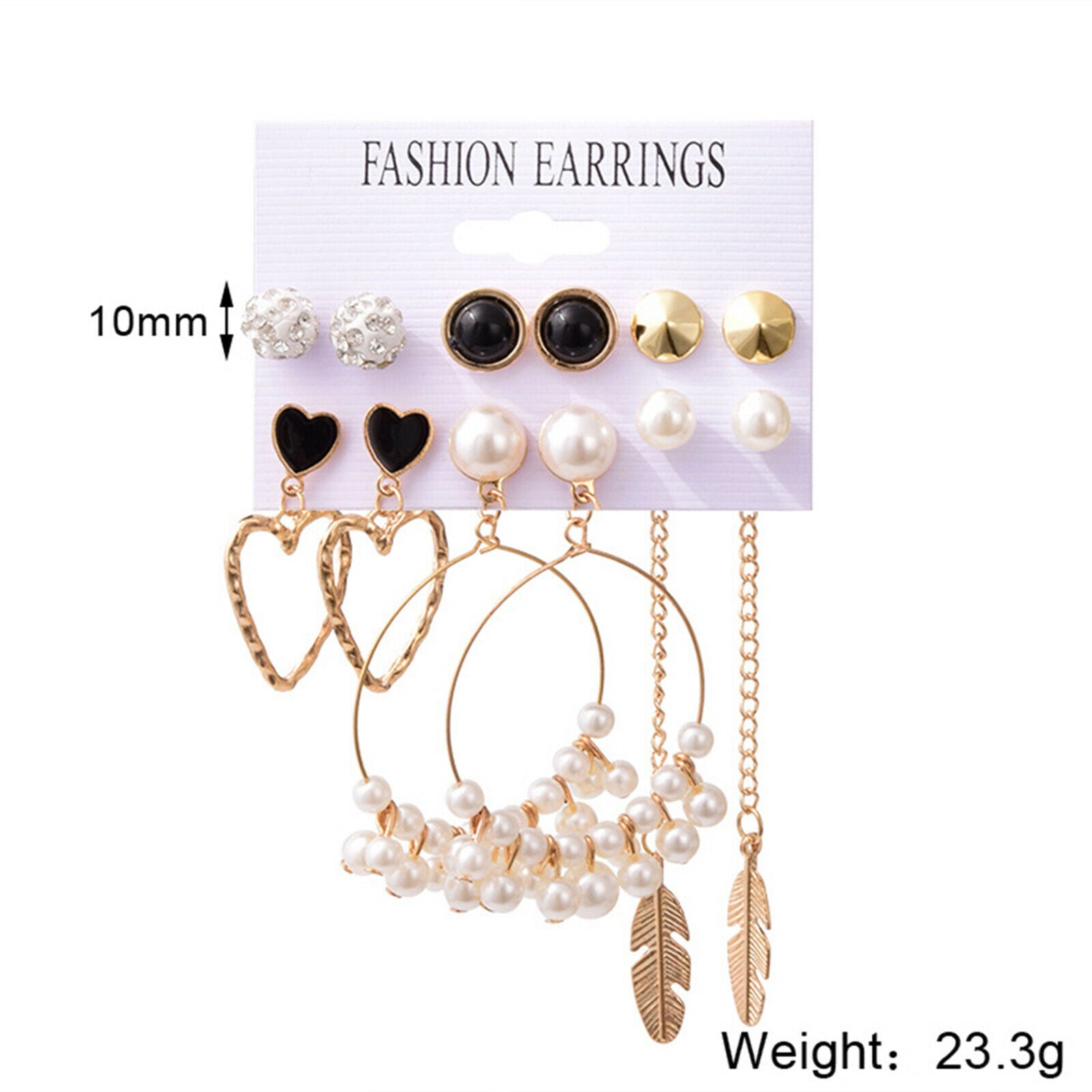 6 Pairs Golden Earrings Stud Earrings Set for Girls Women Weddings Jewel