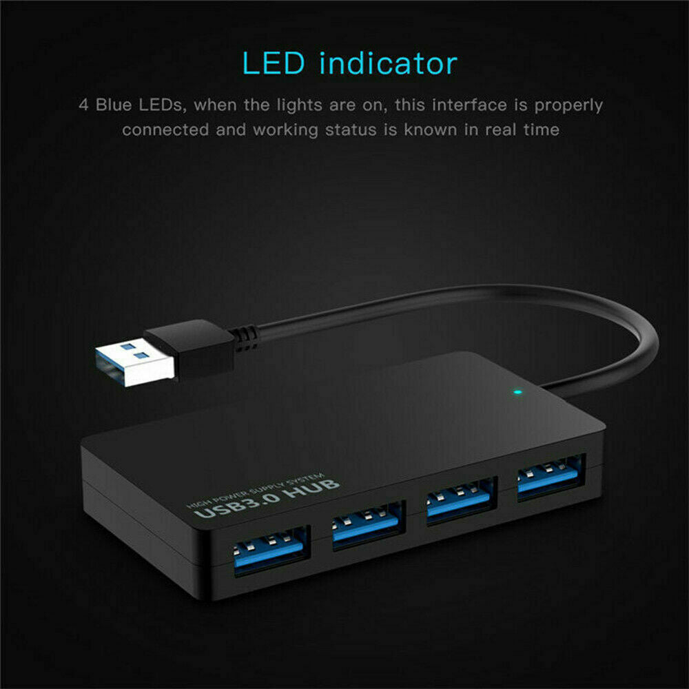 USB 3.0 4 Port Multi High Speed Expansion Desktop HUB Splitter PC Laptop Adapter