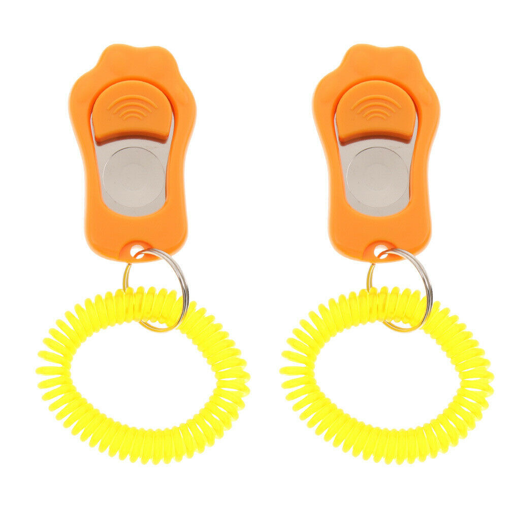 2Pcs Big Button Dog Cat Training Clicker, Clickers with Wrist Bands Orange