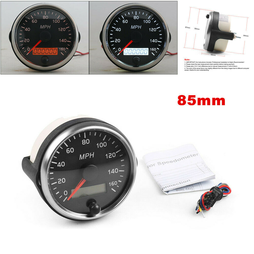 85mm Digital LCD Speedometer Waterproof 0-160MPH/H Gauge For Car Trucks Marine