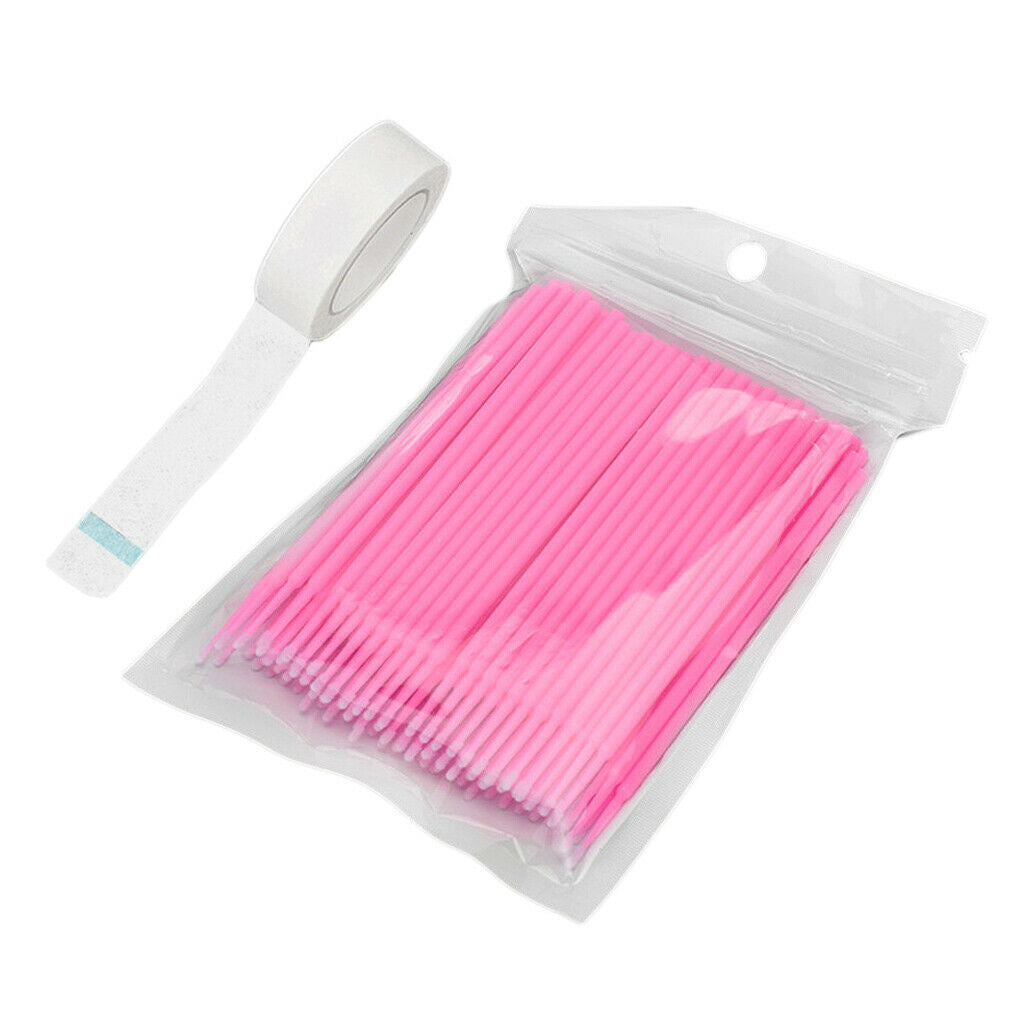 100Pcs Disposable Eyelash Extension   Swabs & Under Eye Pads Pink