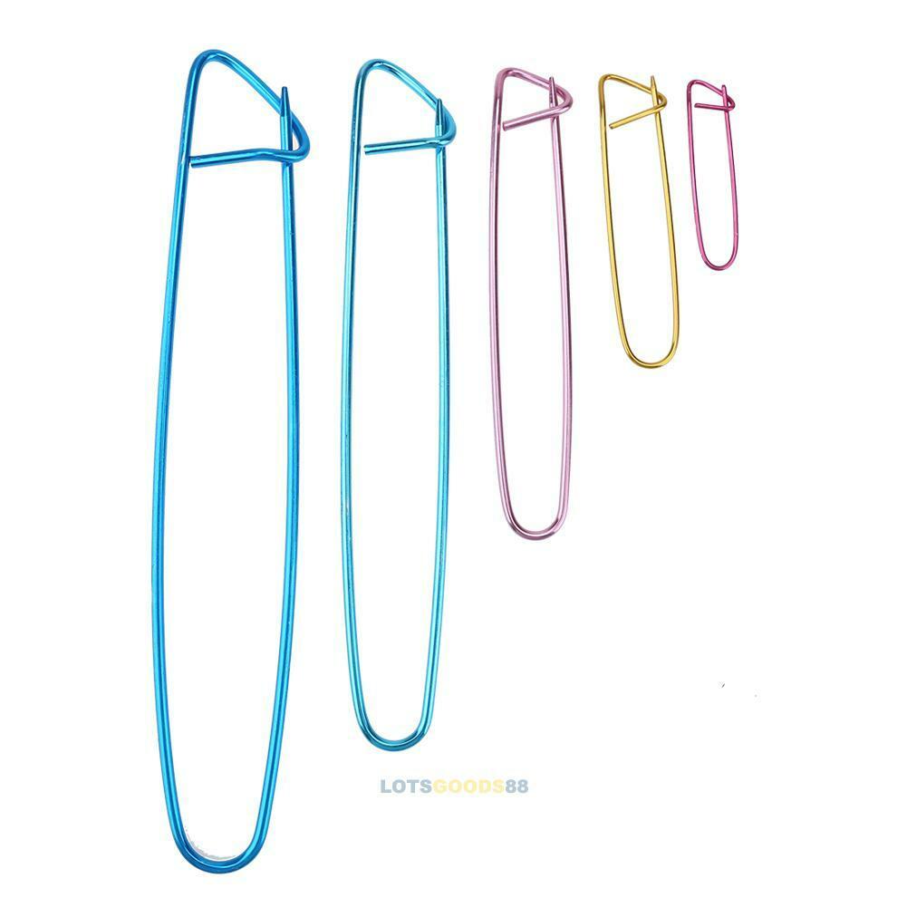 5x Aluminum Stitch Knitting Needles Crochet Hook Marker Needle Clip Craft Tool