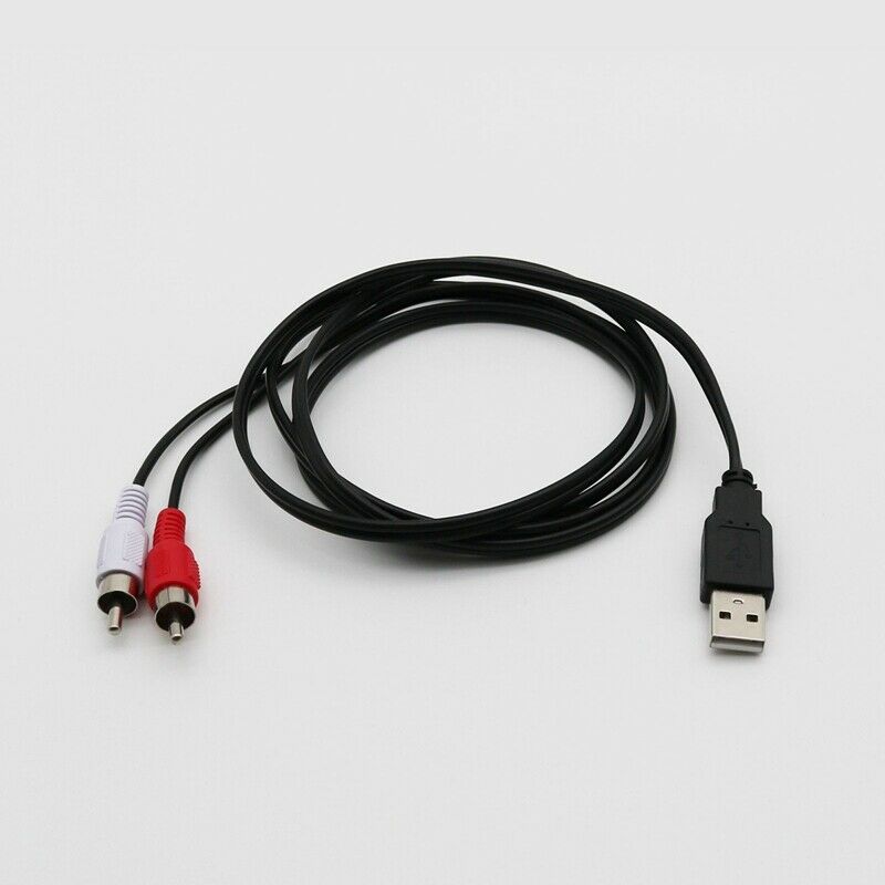 1.5M Usb A Male To 2X Rca Phono Male Av Cable Lead Pc Tv Aux Audio Video AdaptT4