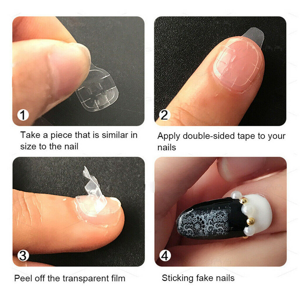 240pcs Clear Double-Sided Nail Glue Tape Stickers Adhesive Nail Tabs Press on