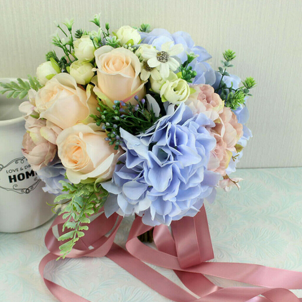 Romantic Rose Wedding Bridal Bouquet Hand Holding Flowers- Colorful Elegant