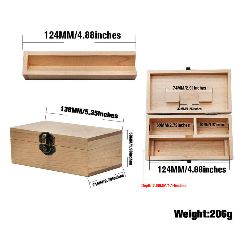 2x Portable Wood Storage Hand Rolling Tray Cigarette Stash Box Container A+D