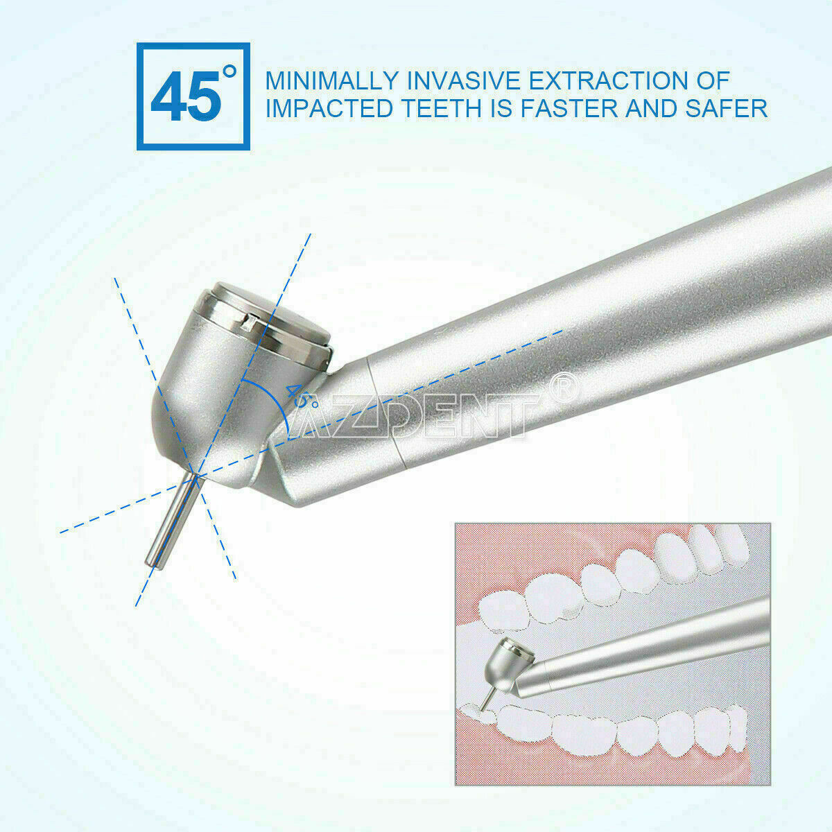 Dental 45°High Speed Handpiece 135℃ Autoclavable Single Way Spray Push Button 4H
