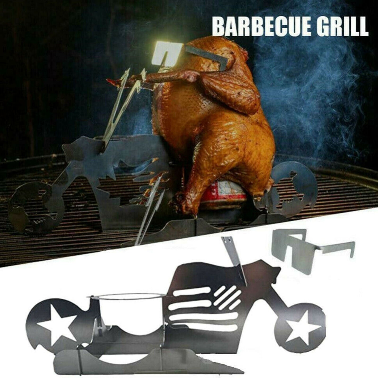 Steel Outdoor Chicken Stand-BBQ Portable grilling gift Father-Day HOT