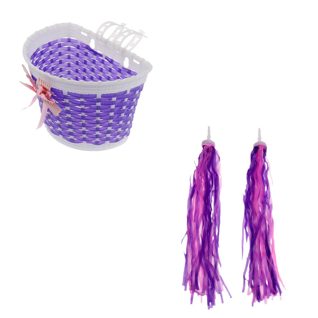 1 Pair Purple Kids Bike Handlebar Grips Streamers, Handgrip Sparkle Tassels +