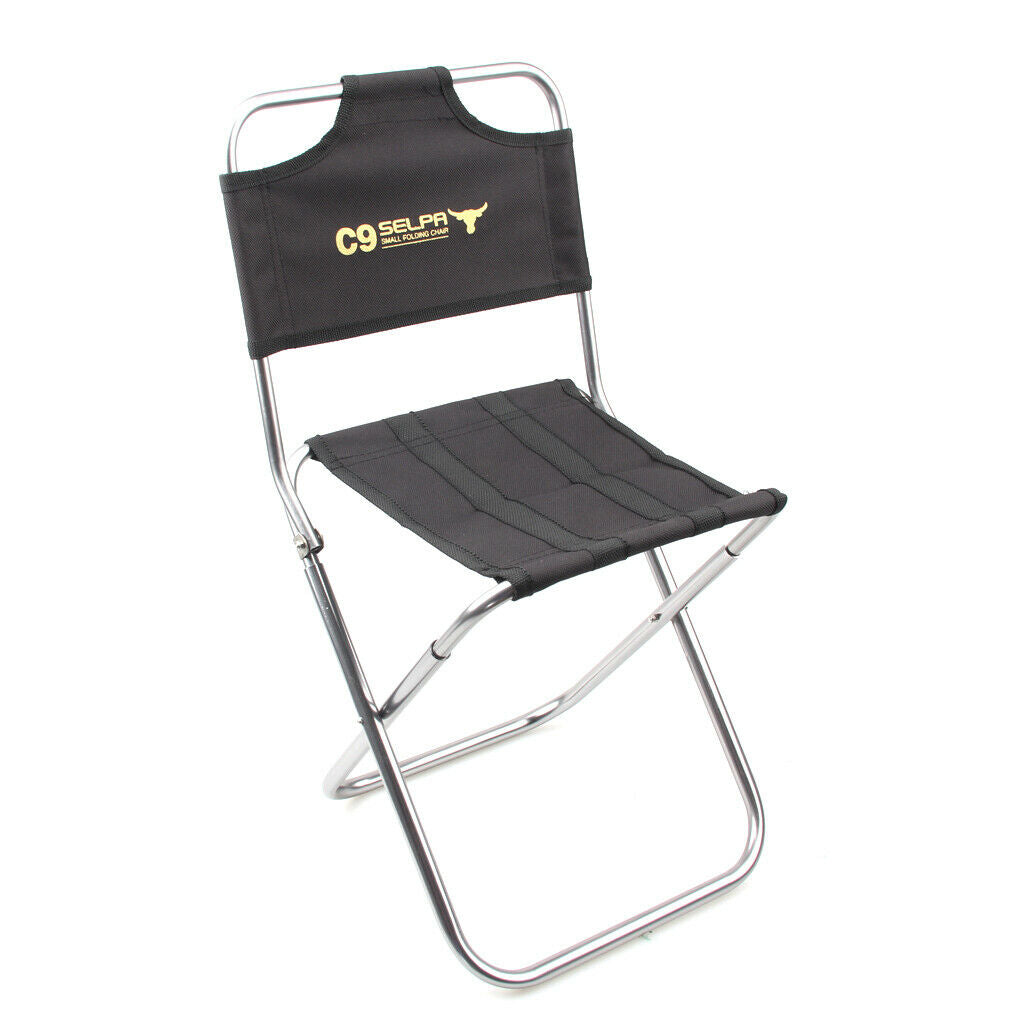 Foldable Folding Chair Fishing Camping Hiking Garden Stool Seat w/ Backrest