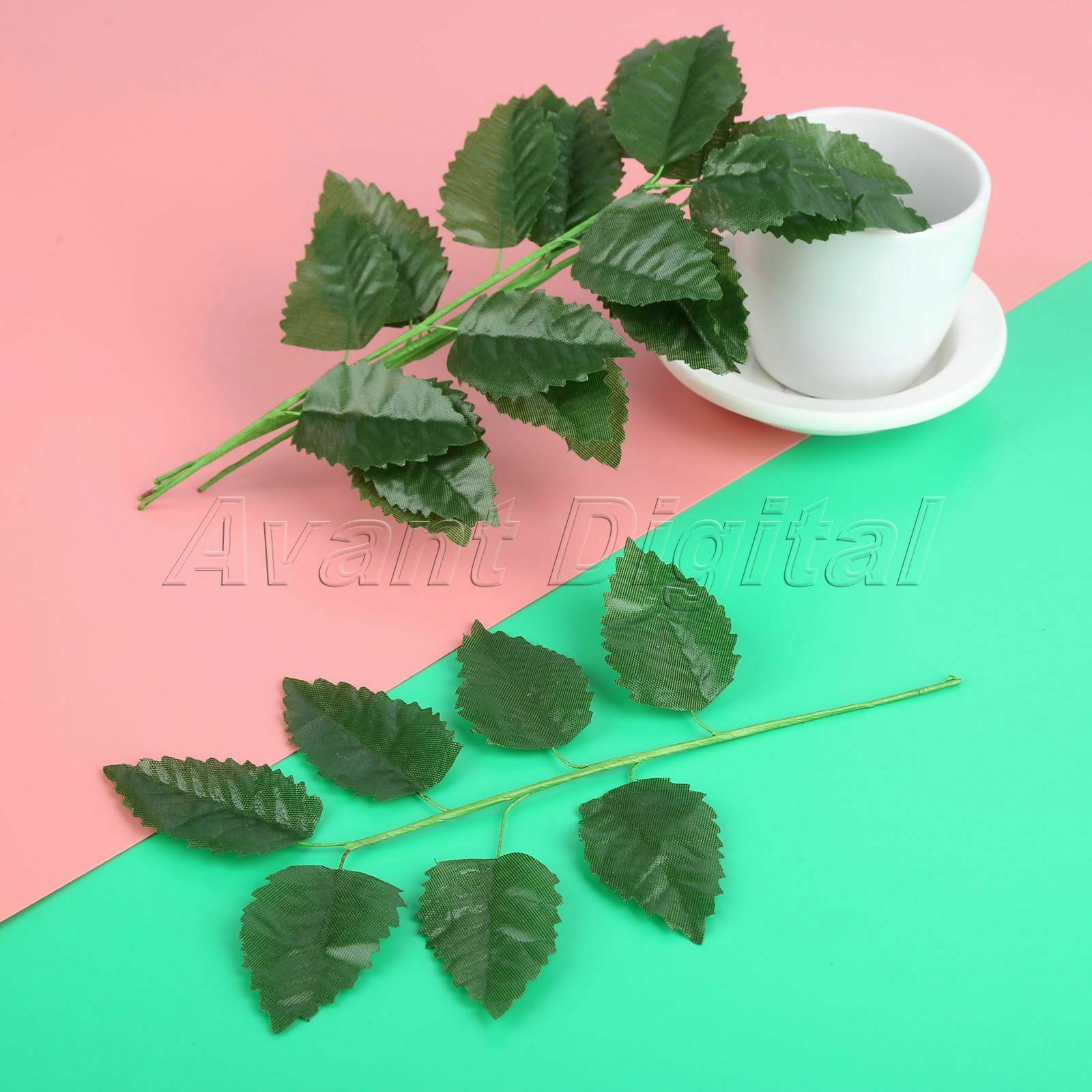 10*20cm Decoration Green Leaf Artificial Flowers Rose Bouquet Silk Leaves 5Pcs