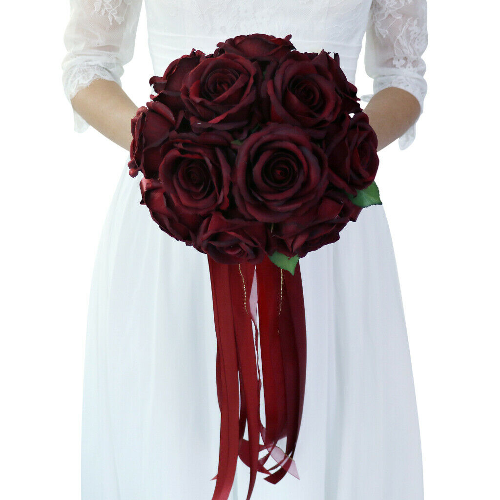 Romantic Silk Bridal Rose Wedding Bouquet Bride / Bridesmaid Hand