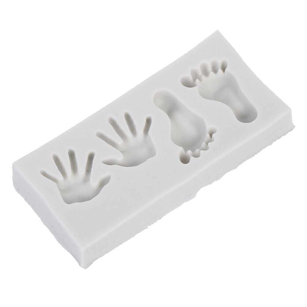 Mini Feet Hand Shaped Silicone Cake Mold Baby Fondant Cake Decorating Bak.l8