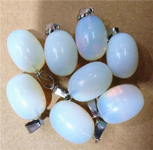 100Pcs 20x12mm Wholesale White Opal Oval Pendant Bead Accessories HH8242