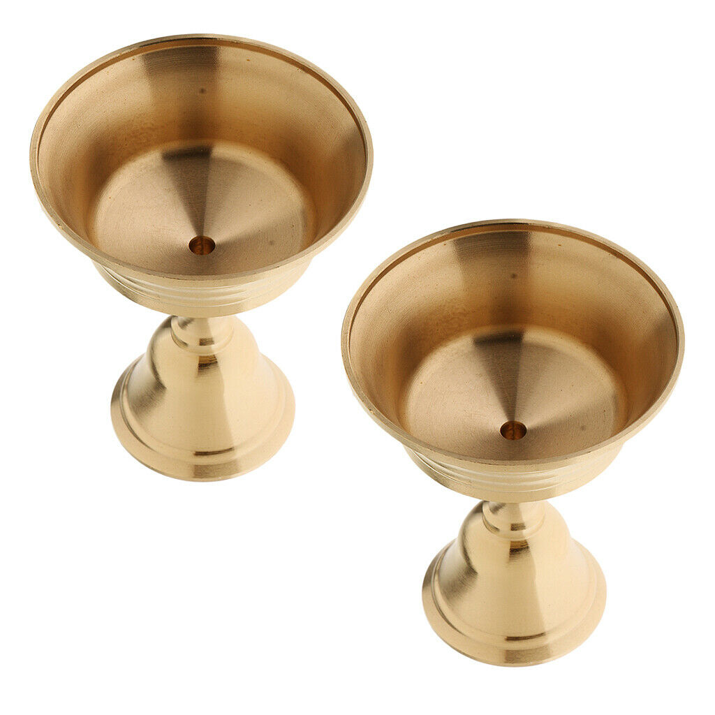 Pack of 2, Thickened Copper Ghee Lamp Candle Holder Buddhism Brass Butter Oil