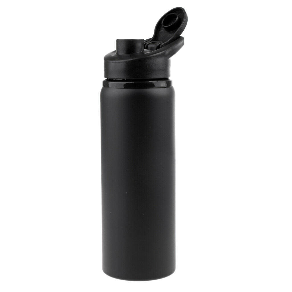 Portable 700ml Outdoor Sport Cycling Water Bottle Stainless Steel Cup Black