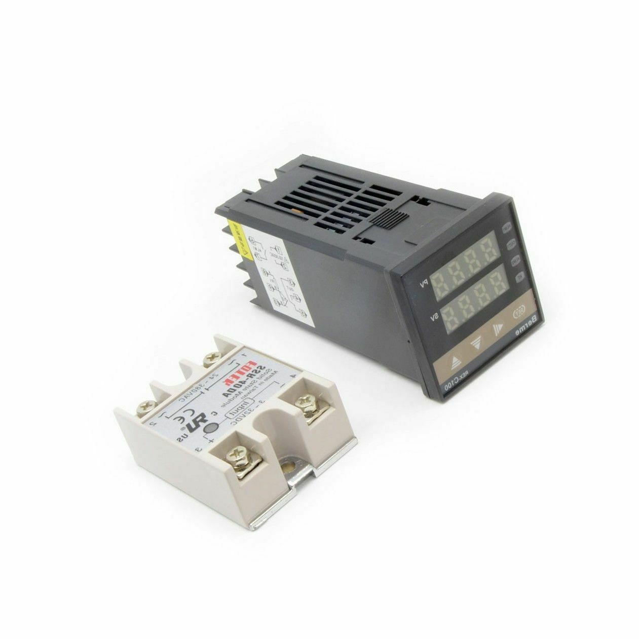 Digital PID temperature controller 100-240V + max 40A SSR + K thermocouple probe