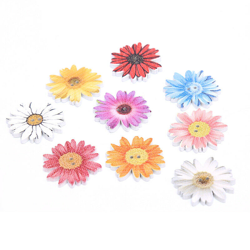 50pcs Flower Series Wood Buttons Sewing Scrapbooking  DIY Clothing Wooden DY XC