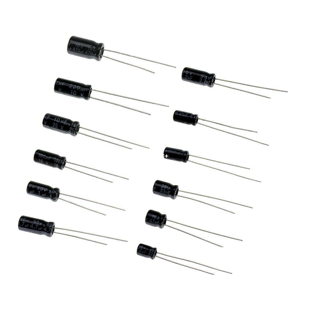 120pcs 12 Values 1uF-470uF Assorted Electrolytic Capacitor Assortment Kit Radial