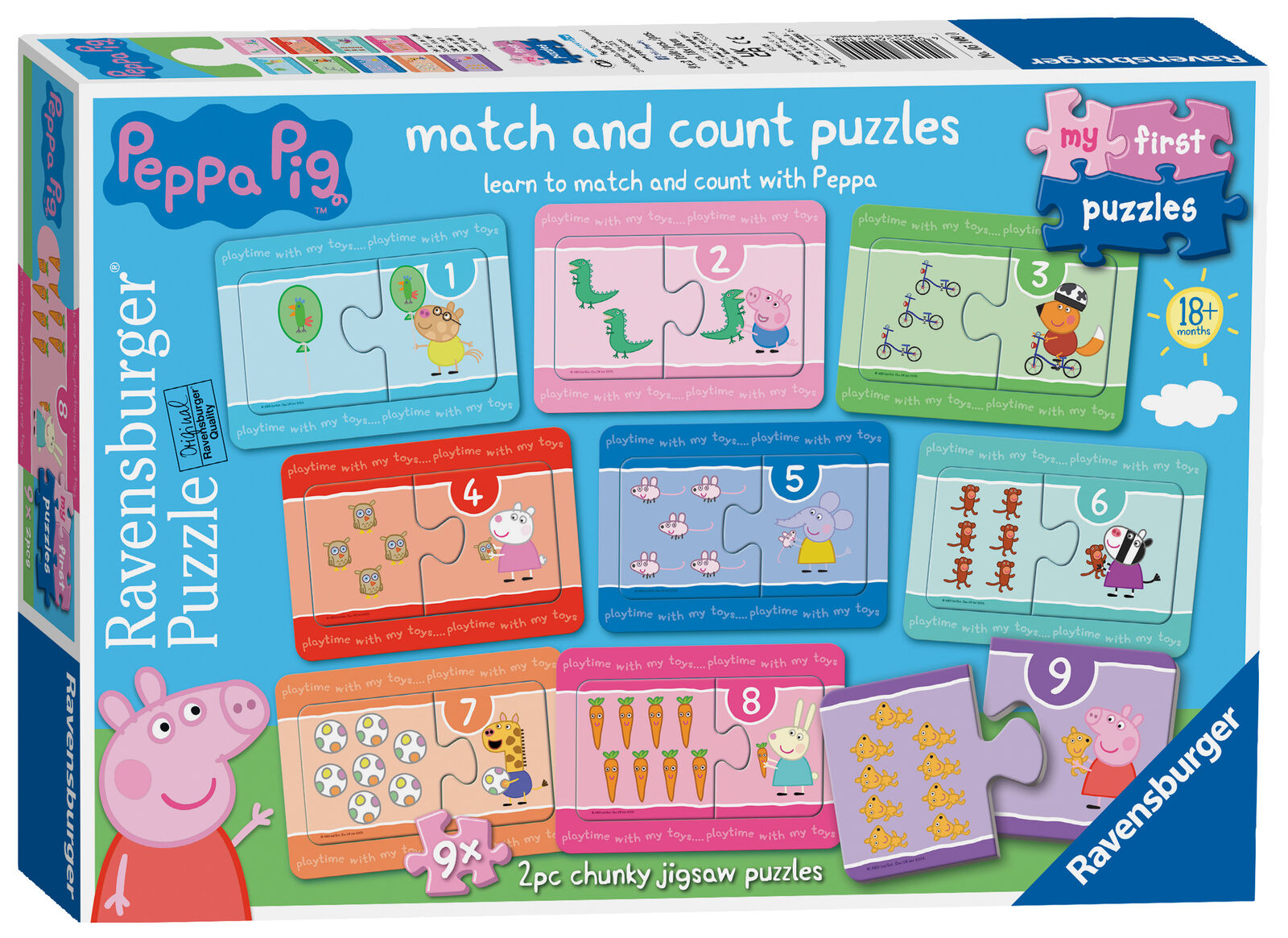 05109 Ravensburger Peppa Pig 9x 2pc Chunky Jigsaw Puzzles Toddler Age 24 Months+