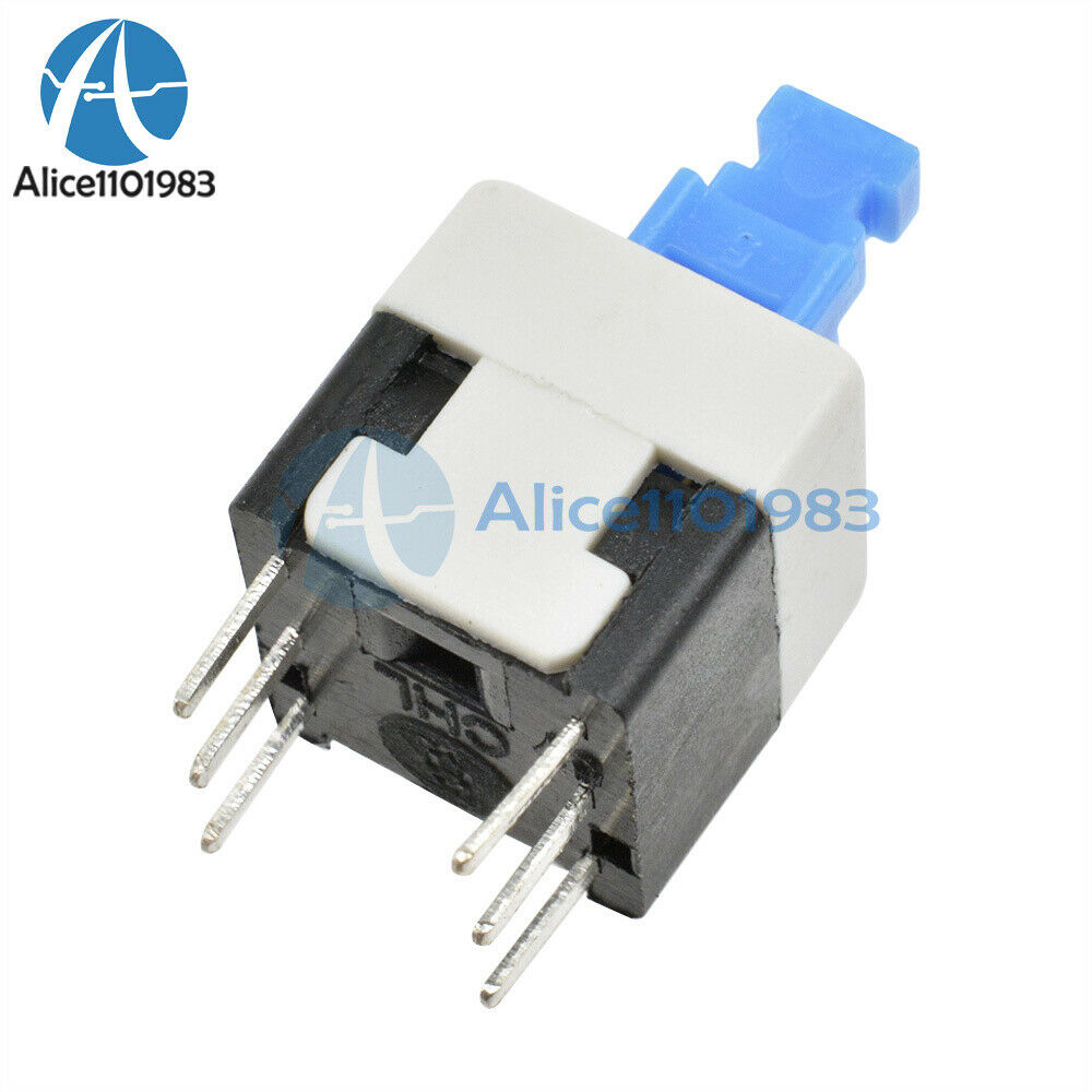 100PCS 8X8mm Cap Self-locking Type Square Blue Button Switch Control 1.5A 25V