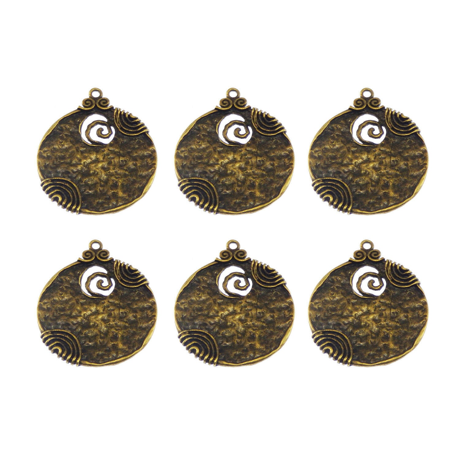 6 pcs Antiqued Bronze Alloy Swirl Pendant Charm Alloy Jewelry Dangle 52*44*3mm