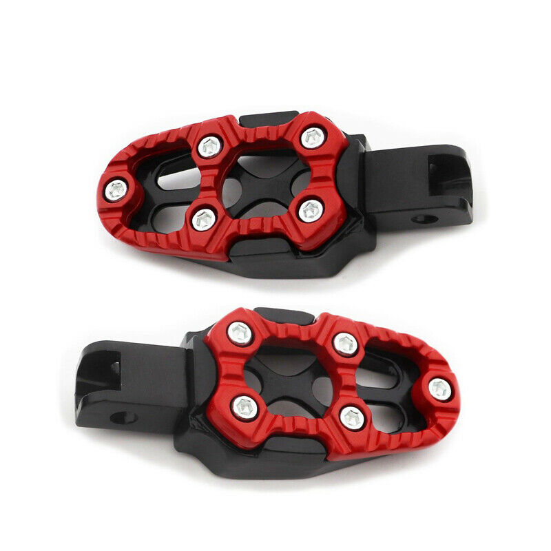 Motorcycle Aluminum Alloy Pedal Non-slip Backfoot Foot Pegs Red Belt Spring 8MM
