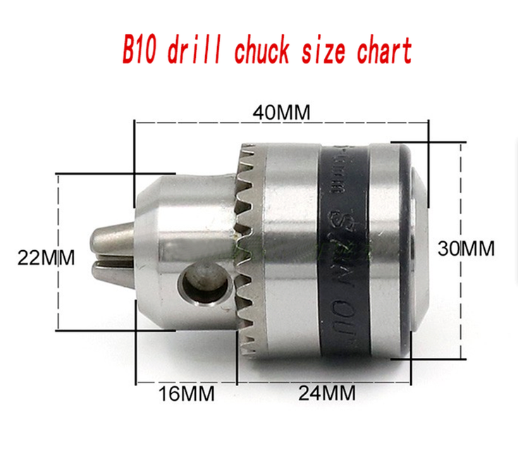 B10 0.6-6mm Drill Chuck Spanner Taper Mounted with one Key Bench Drill Milling