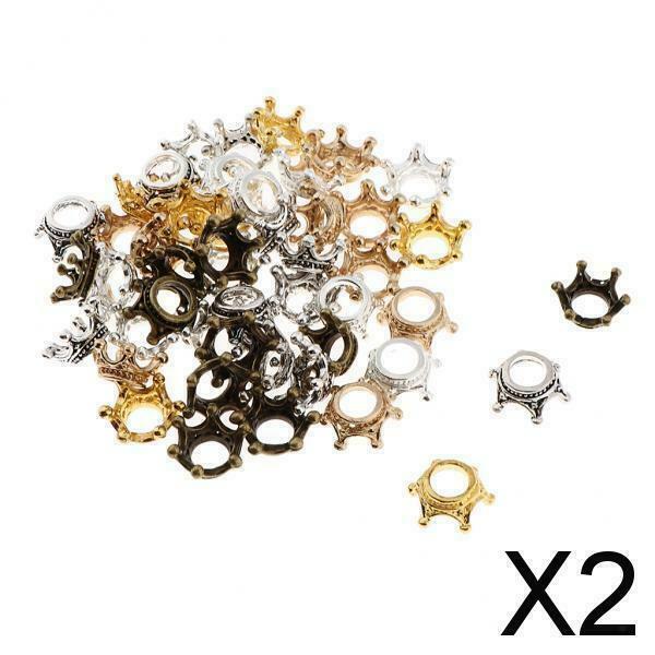 2X 50pcs mixed color Crown Charms Beads for Jewelry making necklace earrings
