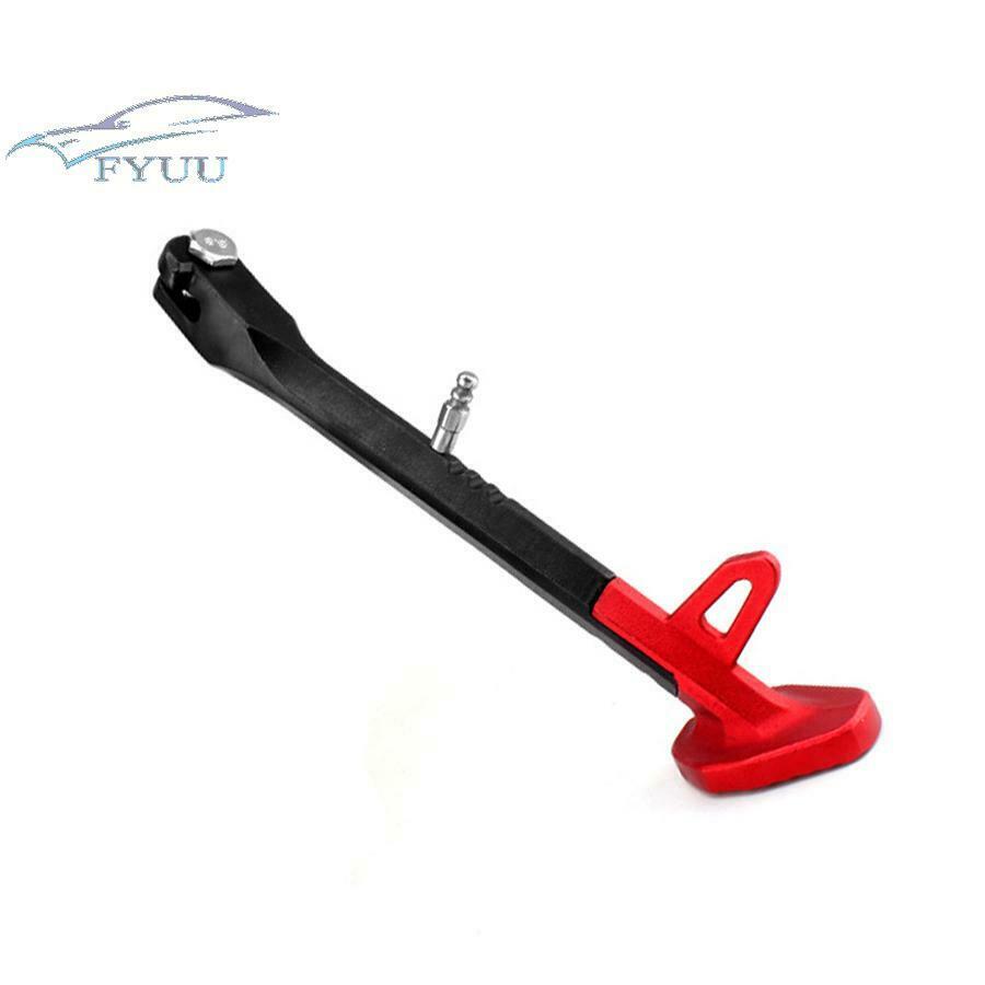 250MM Motorcycle CNC Alloy Single Side Stand Leg Kickstand Supporter Black+Red
