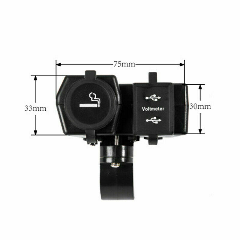 12V 4.2A Dual USB ATV Scooter BlueLED Charger Socket Voltmeter Cigarette Lighter