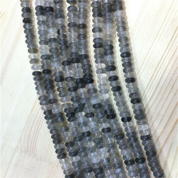 1 Strand/80Pcs 8x5mm Natural Gray Smoky Quartz Rondelle Abacus Beads 15.5" HH569