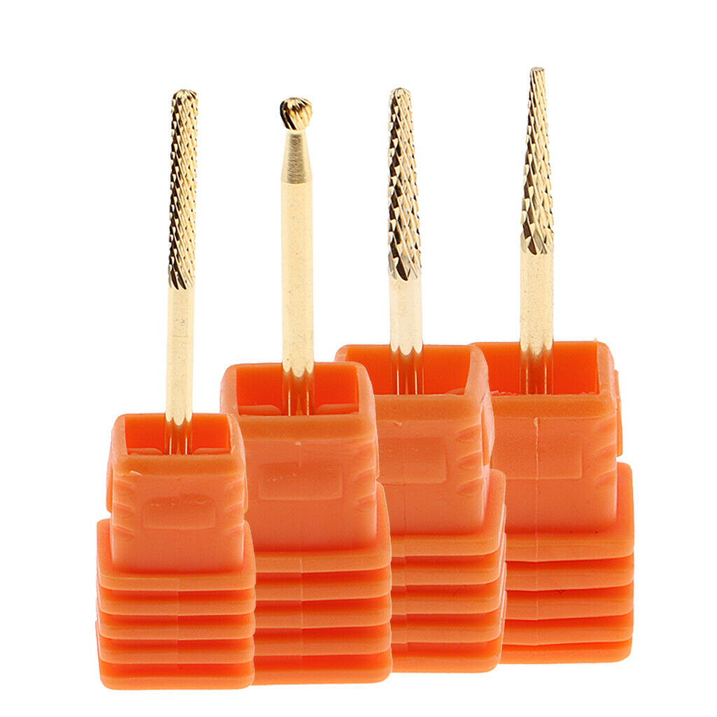 4Pcs 4 Styles Carbide Nail Drill Bits 10 Grit Sizes Grinding Heads for Nail UV