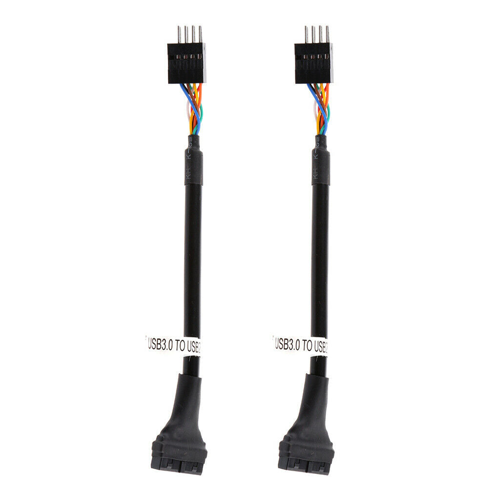 2pcs USB 3.0 20pin Female to USB2.0 9-pin Male Adapter Cable for Motherboard