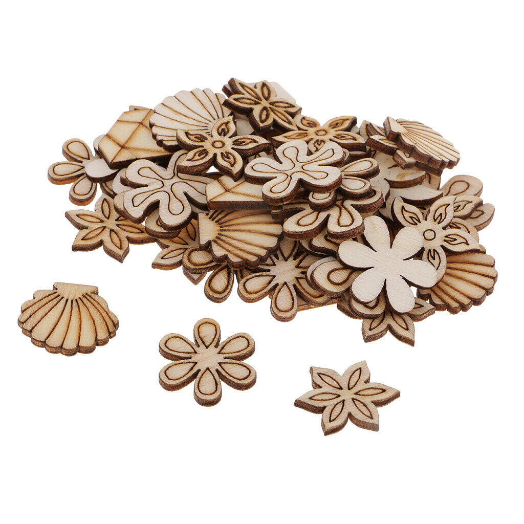 100 pieces flower wood discs wood scrapbooking wood pieces DIY craft