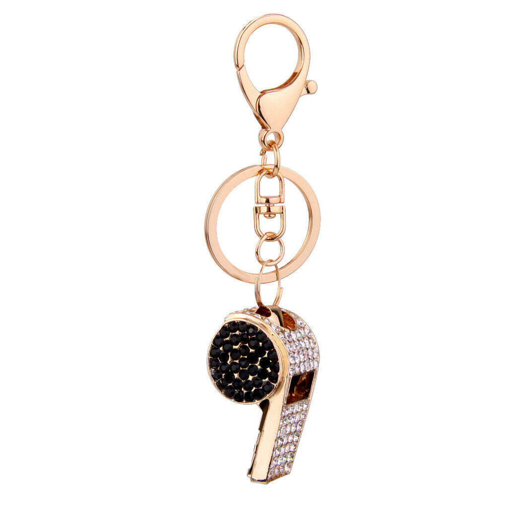 Crystal Whistle Keychain Chain Diamante Charms Bag Purse Pendant