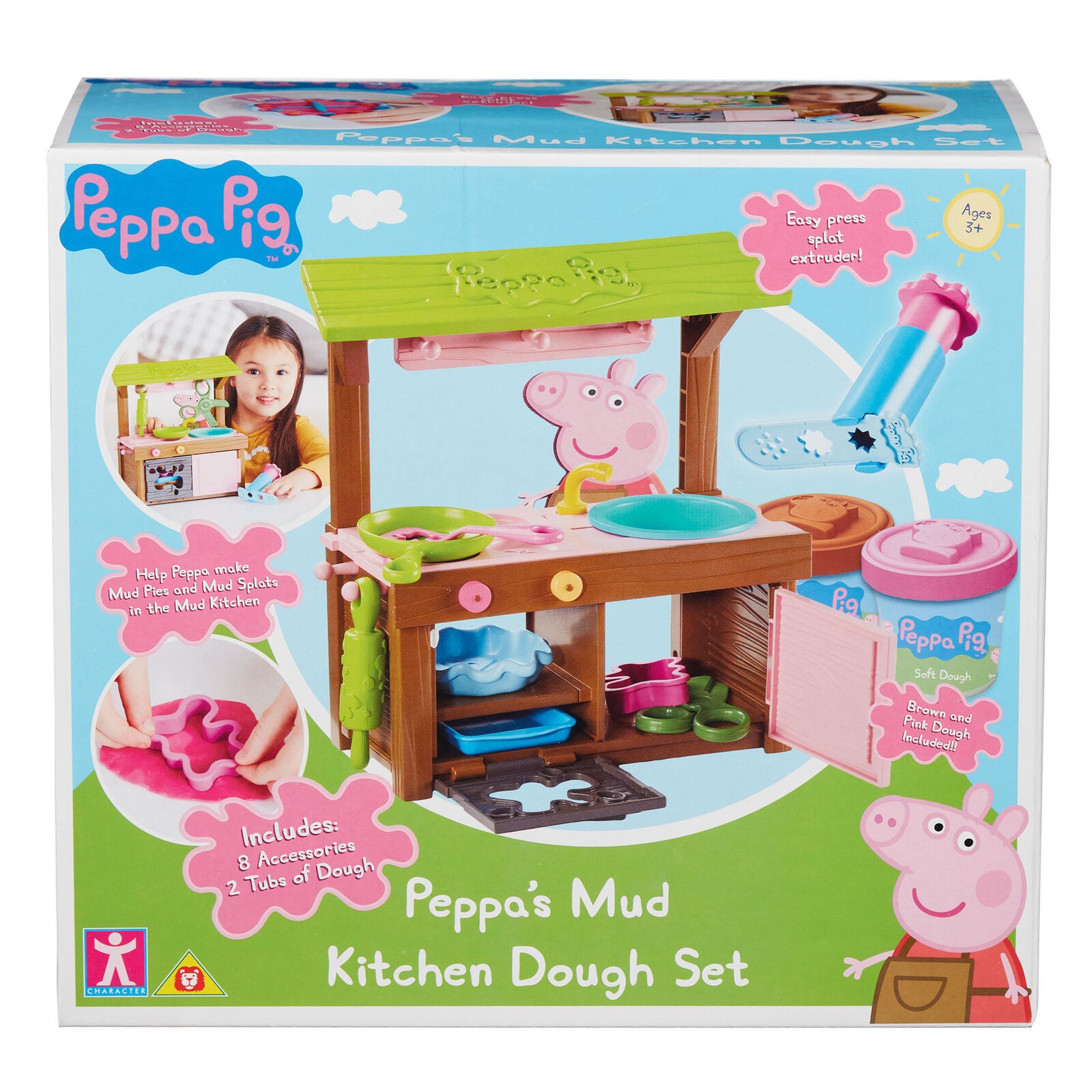 07038 Peppa Pig Peppa's Mud Kitchen Dough Set with 2 Tubs of Soft Dough Age 3+